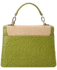 Brahmin Leather Small Hallie Floral Satchel Bag