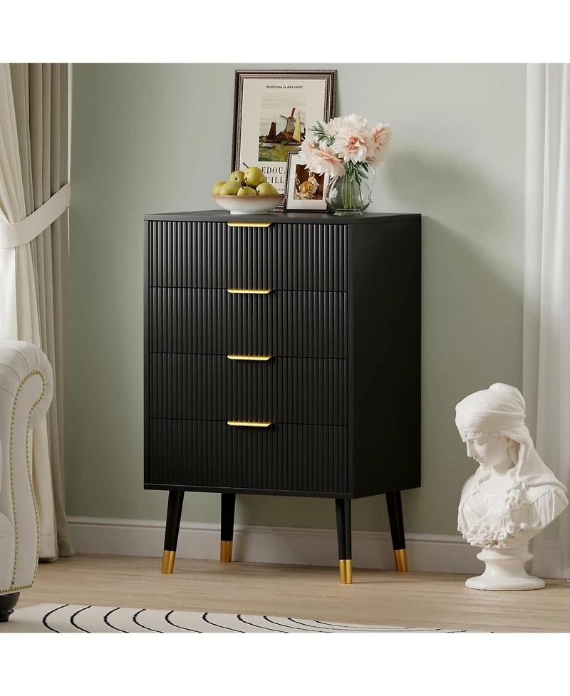 gaomon 4 Drawer Dresser for Bedroom, Modern Closet Dressers Chest of Drawers, Wood Storage Dresser Chest Cabinet Organizer Unit