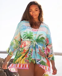 Becca Etc Plus Miami Beach Tie-Front Cover-Up Tunic