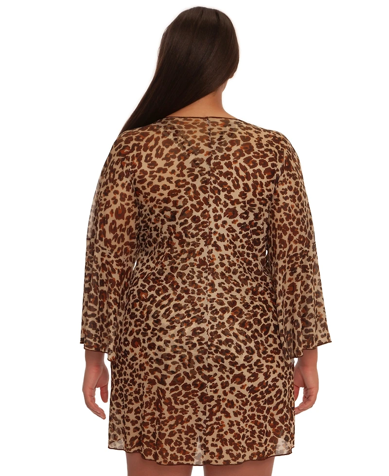 Becca Etc Plus Safari Leopard Tie-Front Cover-Up Tunic