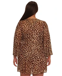 Becca Etc Plus Safari Leopard Tie-Front Cover-Up Tunic