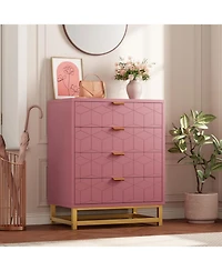 gaomon Dresser for Bedroom, 4 Drawer Wooden Dresser with Gold Handles, Modern Storage Dressers & Chests of Drawers for Hallway