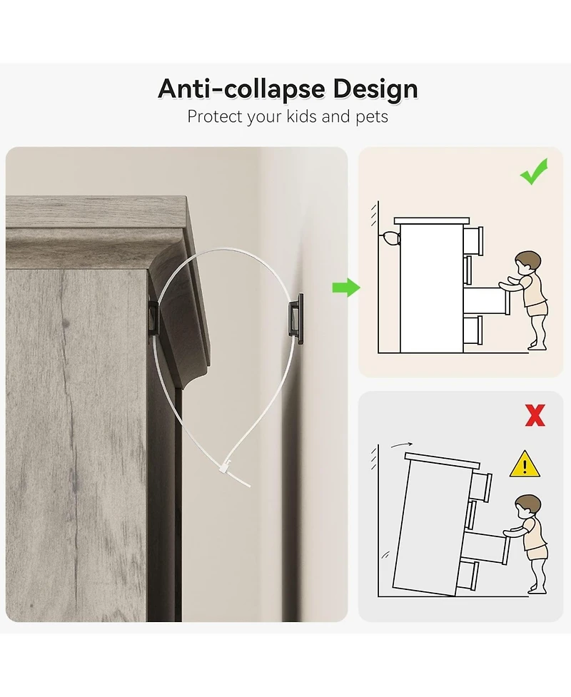 gaomon Farmhouse 5 Drawers Dresser for Bedroom, Tall Chest of Drawer, Wooden Vertical Dresser with Metal Handles and Stable Base