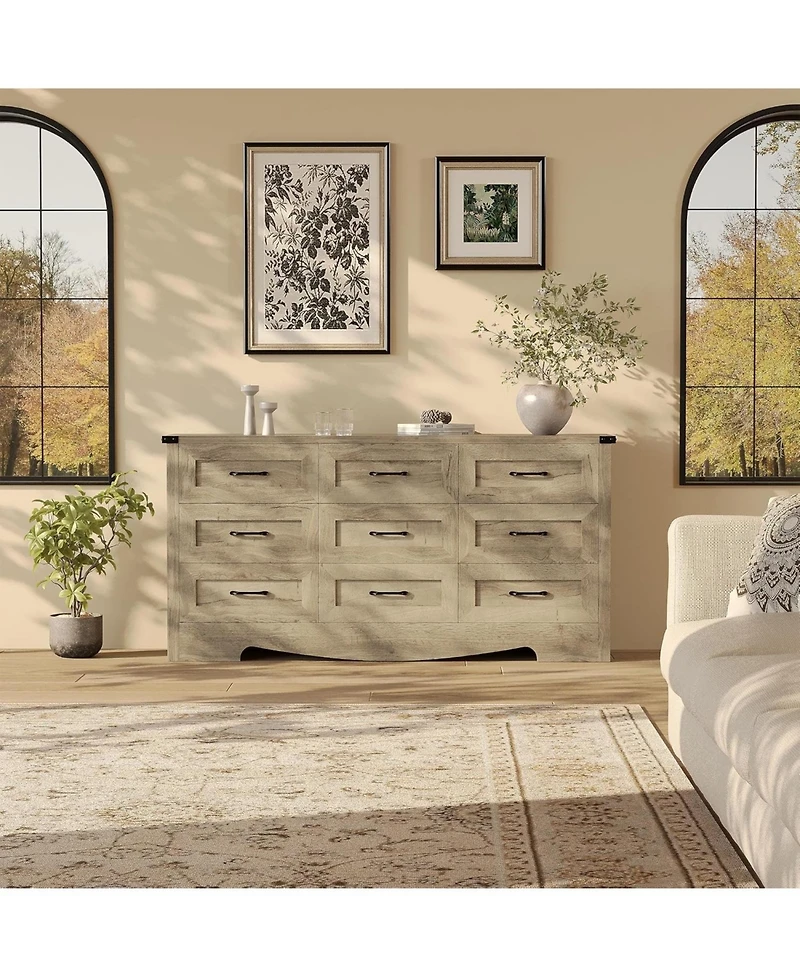 gaomon Drawer Dresser for Bedroom, Farmhouse Tall Wooden Chest of Drawers with Mid Century Modern Style