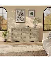 gaomon Drawer Dresser for Bedroom, Farmhouse Tall Wooden Chest of Drawers with Mid Century Modern Style