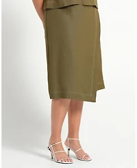 Estelle Plus Women' s Sonnet Linen Summer Wrap Midi Skirt