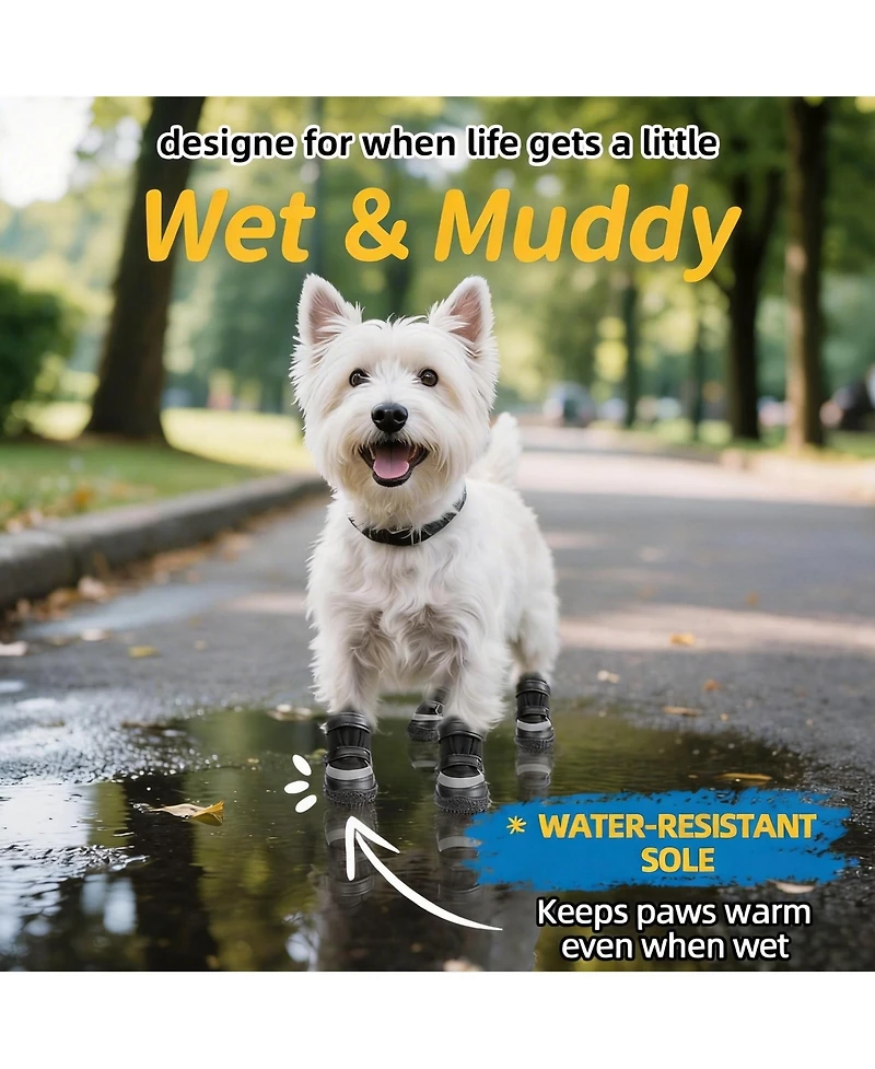 Aronkl Anti-slip Breathable Dog Boots with Reflective Straps for Paw Protection