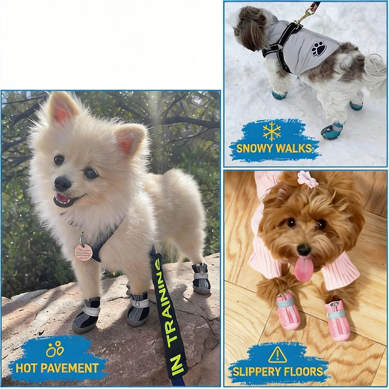 Aronkl Anti-Slip Breathable Dog Boots for Paws Protection with Reflective Straps