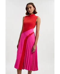 Karen Millen Women's Colour Block High Neck Midi Dress