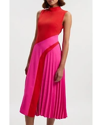 Karen Millen Women's Colour Block High Neck Midi Dress