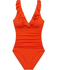 Lauren Ralph Lauren Women's Ruffle Surplice One-Piece Swimsuit