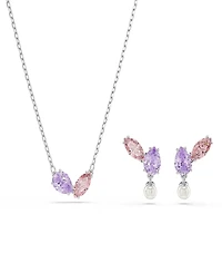 Swarovski x Ariana Grande Rhodium Plated Multicolored Necklace and Earrings Set