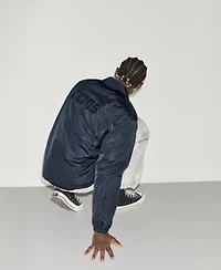 Converse Mens Classic Fit Snap Closure Jacket Mock Neck T Shirt Styled With The Box Pattern Wide Leg Cargo Pants