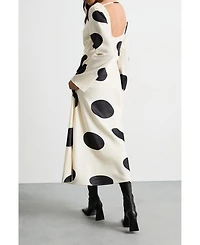 Warehouse Women's Polka Dot Scoop Back Maxi Dress