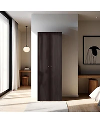 Flynama Armoire with 2 Doors 4 Shelves in Walnut and Wengue Space Saving Bedroom Storage Cabinet