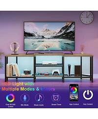 gaomon Tv Stand with 4 Open Shelves Corner Entertainment Center Power Outlets Plus Led Lights Media Console