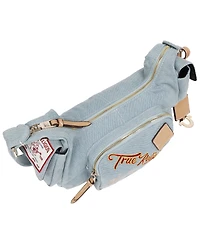True Religion Multi-Patch Denim Hobo Shoulder Bag