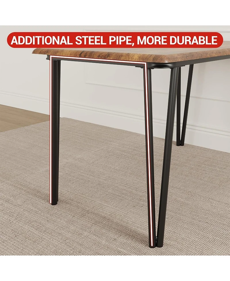 gaomon 5-Piece Square Dining Set for 4, Metal Frame Table & Upholstered Chairs, Retro