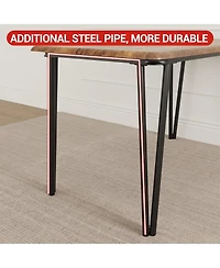 gaomon 5-Piece Square Dining Set for 4, Metal Frame Table & Upholstered Chairs, Retro