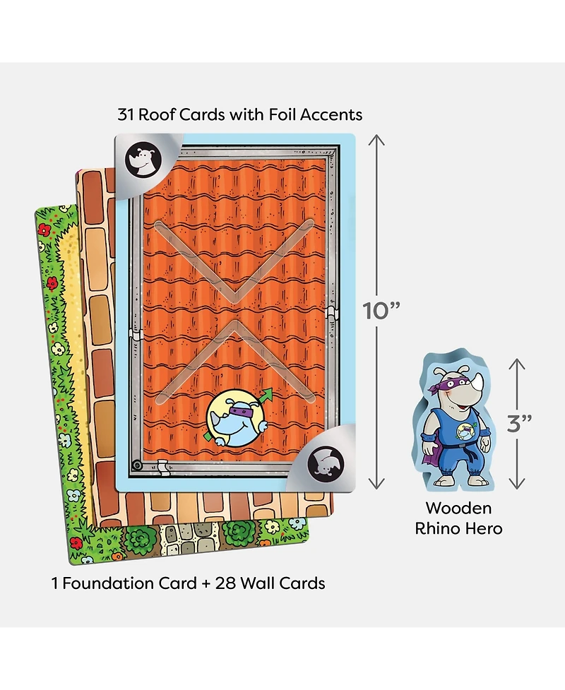 Haba Rhino Hero Xxl - Giant Games Version of The Classic Super Hero Card Stacking Game for Team Building and Family Fun, Ages 8 Years and Up