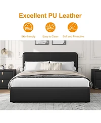 gaomon Queen Size Double Drawer Soft Bag Bed, Pu Upholstered Bed with Spacious Storage, Soft and Comfortable Mattress, No Box Spring Needed