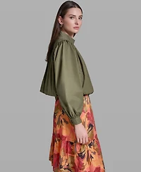 Bcbg Women's Long-Sleeve Mock Neck Cropped Jacket