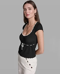 Bcbg Women's Cap-Sleeve Scoop Neck Top