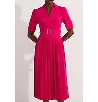 Karen Millen Women's Structured Crepe Belted Midi Dress