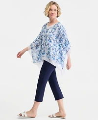Jm Collection Women's Printed Layered Poncho Top, Macy's Exclusive