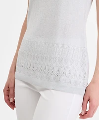 Jm Collection Women's Metallic Pointelle Sweater Tank Top, Macy's Exclusive