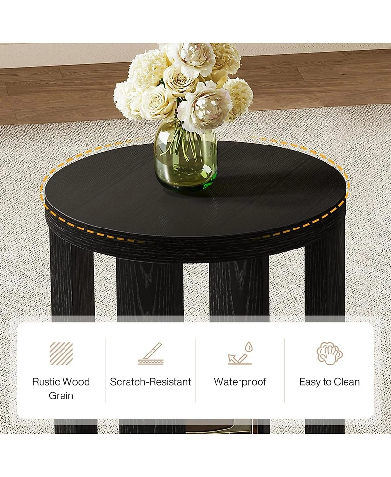 Tribesigns 2-Tier End Table for Living Room & Bedroom, Small SideTable with Storage Shelf (2, Black)