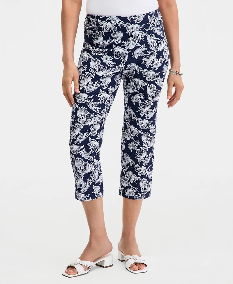 Jm Collection Women's Printed Pull-On Capri Pants, Macy's Exclusive