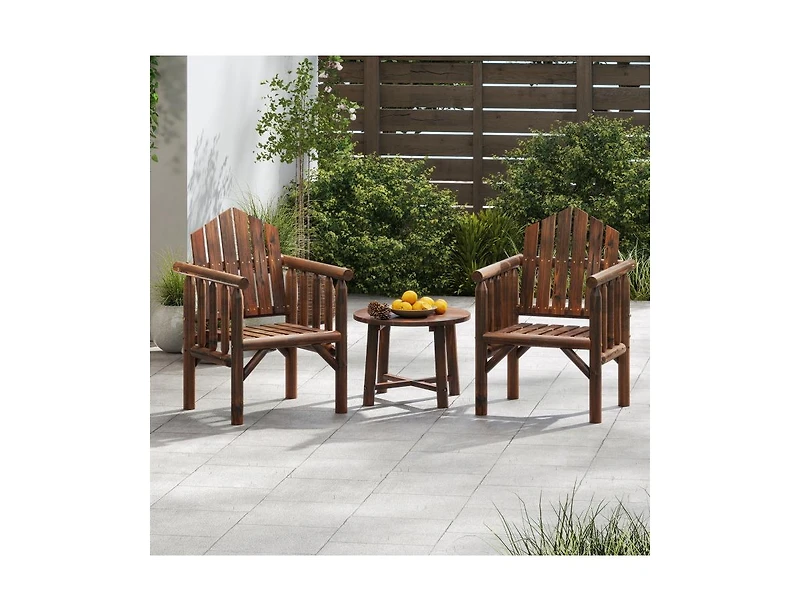 Slickblue Wooden Outdoor Patio Dining Armchair with Armrests