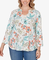 Ruby Rd. Plus Embellished Oceania Floral Knit Top