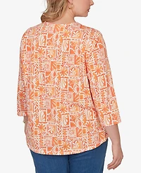 Ruby Rd. Plus Seashell Patchwork Knit Top