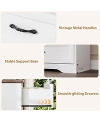 gaomon Farmhouse 5 Drawers Dresser for Bedroom, 44'' Tall Chest of Drawer, Wooden Vertical Dresser with Metal Handles and Stable Base