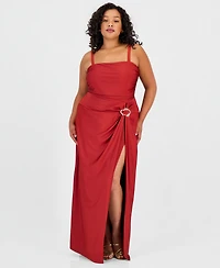 Seni & Cade Trendy Plus Ruched Sleeveless Gown