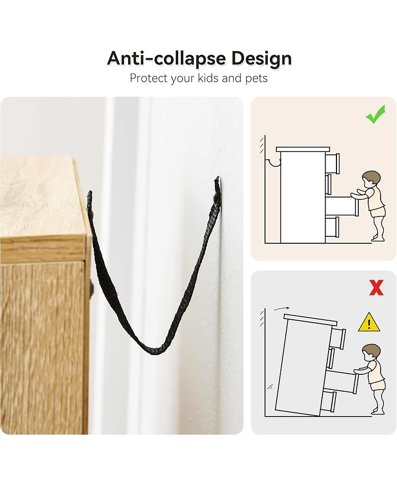 gaomon 5-Drawer Rattan Dresser, Tall Wood Chest with Metal Legs, Mid-Century