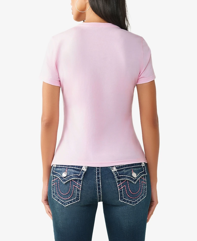 True Religion Women's Crystal Classic Crew Neck T-Shirt