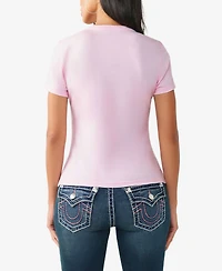 True Religion Women's Crystal Classic Crew Neck T-Shirt
