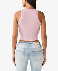 True Religion Women's Applique Lace Up Rib Tank Top