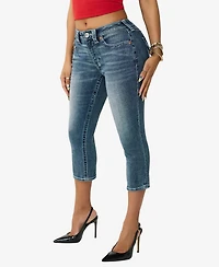 True Religion Women's Jennie Skinny Mid-Rise Flap Capri Jeans