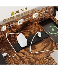 gaomon Rustic Dresser for Bedroom with Charging Station, App Controlled Rgb Led