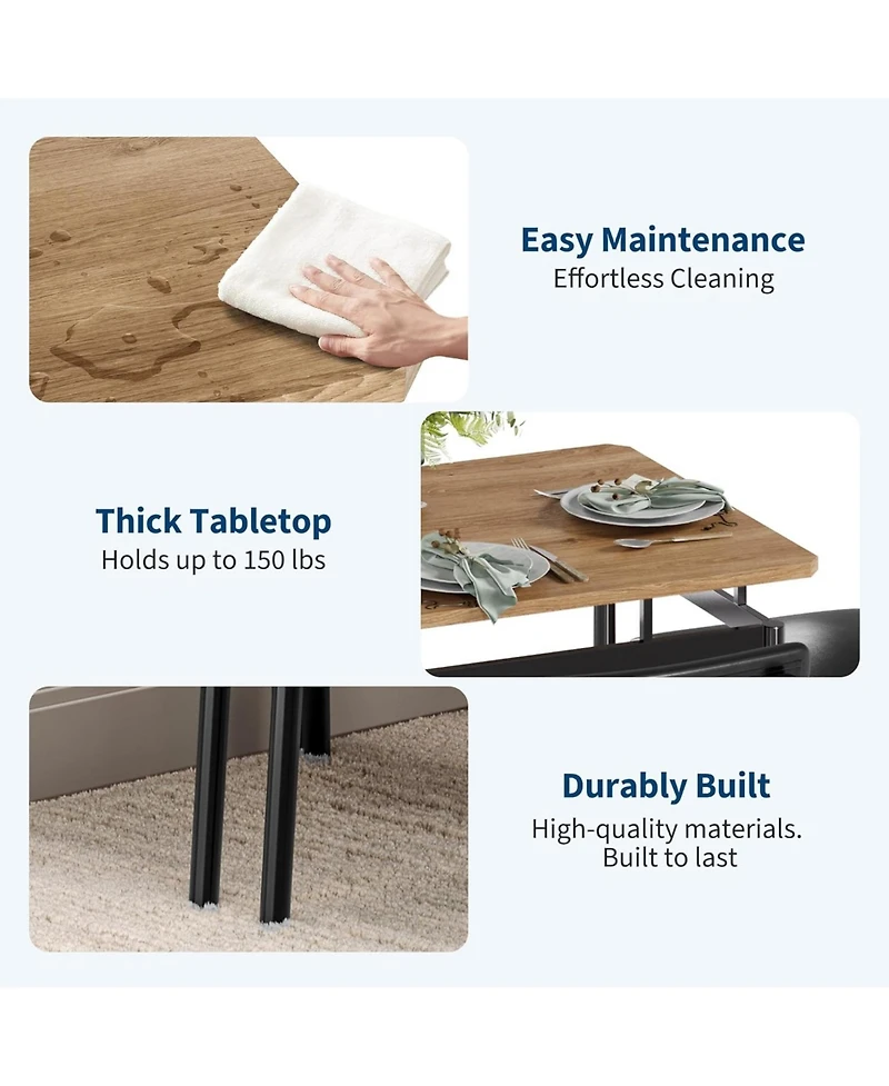 gaomon 5 Piece Dining Table Set for 4, Wood Table with 4 Upholstered Chairs, Industrial Frame Dinette for Kitchen, Rustic Brown