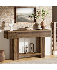 Tribesigns 2-Tier Console Table, 55-Inch Farmhouse Entryway Table, Rustic Wood Sofa Table