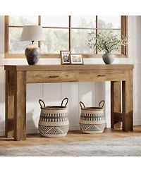 Tribesigns 63" Console Table with 2 Drawers, Farmhouse Entryway Table with H-Shaped Sturdy Legs