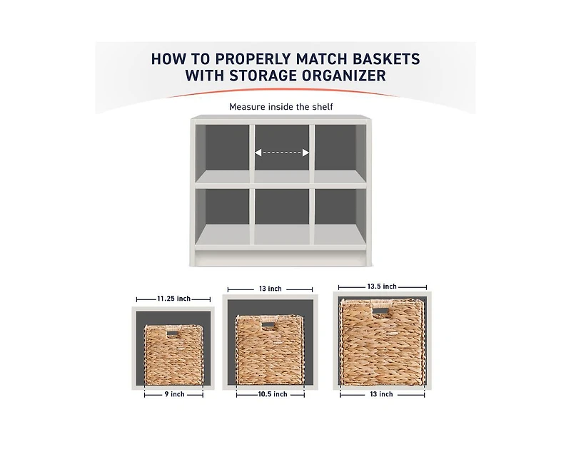 Ornavo Home Water Hyacinth Storage Cube Bin Baskets, Set of 6