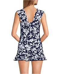 Lands' End Women's Long Torso Square Neck Underwire Tankini Top