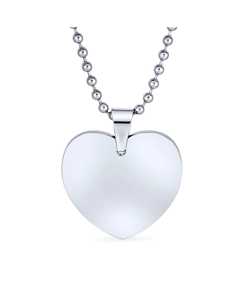 Bling Jewelry Blank Heart Shape Medical Identification Medical Id Pendant Necklace Stainless Steel