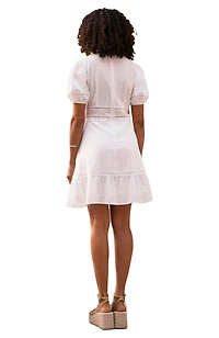 Yumi Women's Cotton Lace Trim Skater Sun Dress
